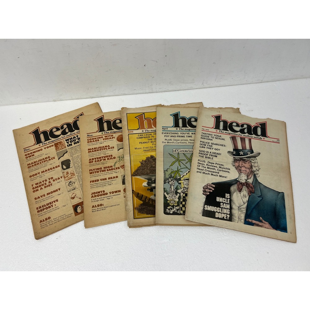 Vintage Head Magazine For Mellow Minds 1970s Counterculture Lot of 5 Newspaper